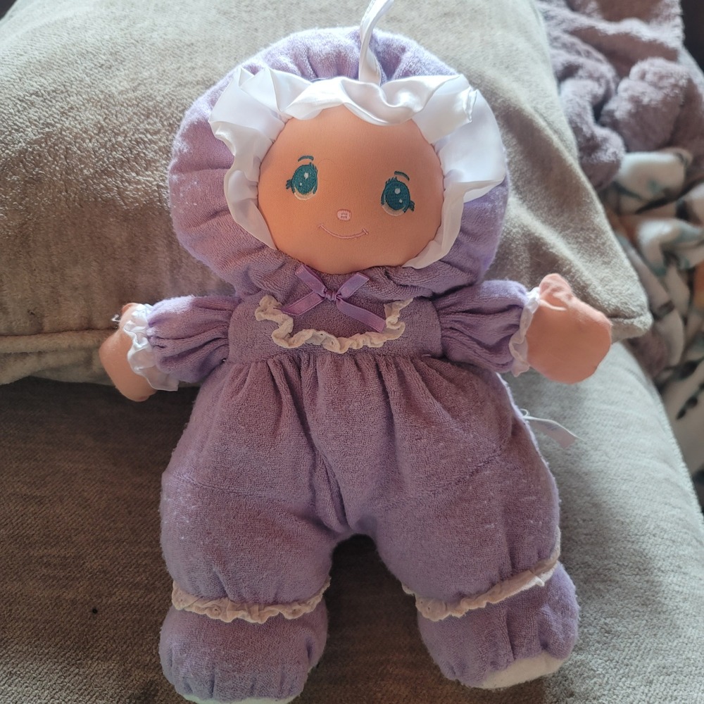 Well Made Toy Little Darlin's Purple Terry Plush Baby Doll Lace Trim 110418A